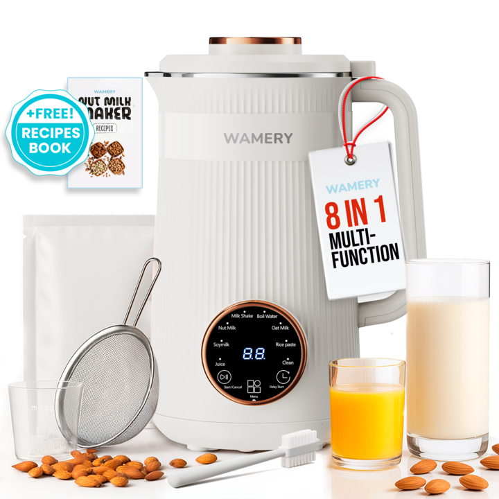 Wamery Original Nut Milk Maker Machine - 32oz Almond, Oat, Soy Milk Maker - Plant Based & Vegan Milk Maker with Delay Start, Keep Warm & Boil Water Functions