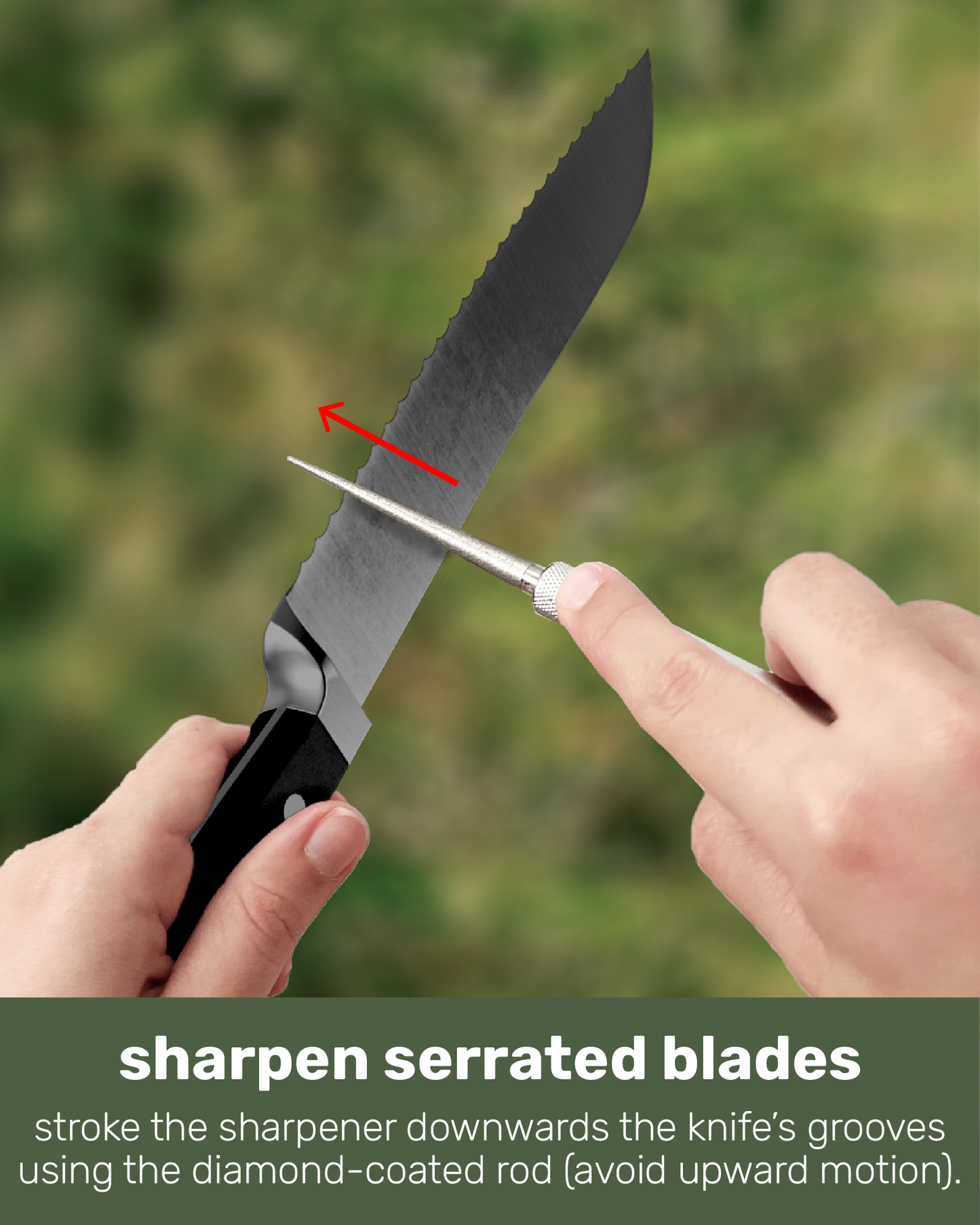 Serrated Knife Sharpener - Diamond Rod and Pocket Size