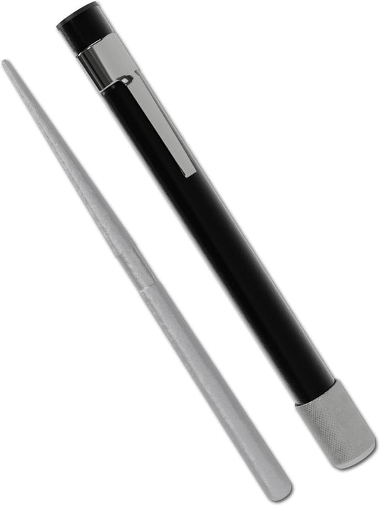 Wamery Serrated & Straight Knife Sharpener – Retractable Diamond Rod, Compact Design (Black)