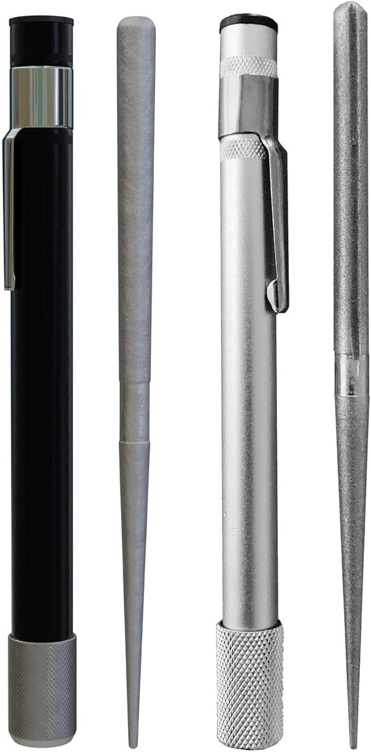 Wamery 2-Pack Knife Sharpeners – Serrated & Straight Blades with Retractable Diamond Rod (Black & Silver)