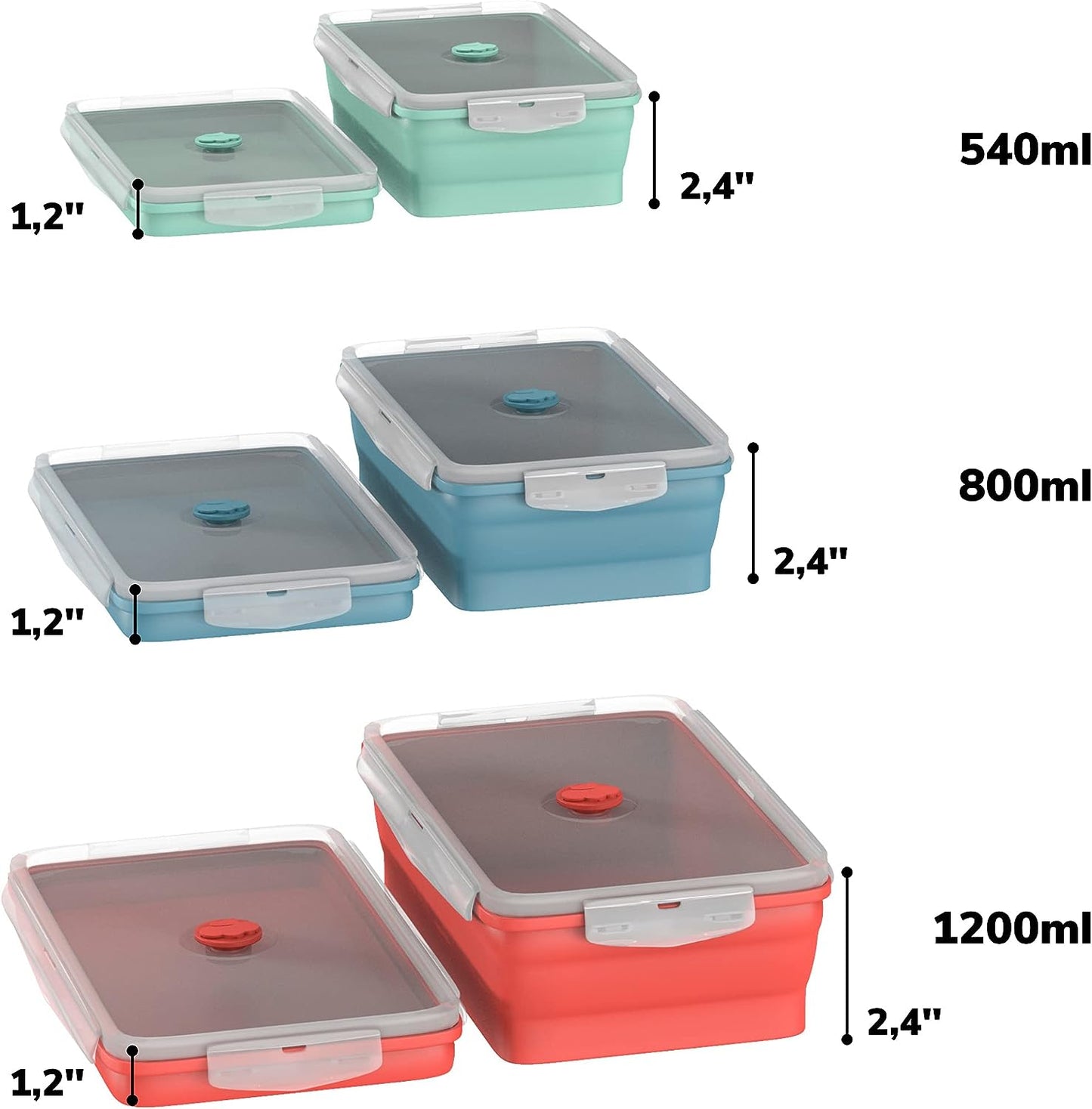 Wamery Silicone Food Storage - Collapsible Food Storage containers with lids