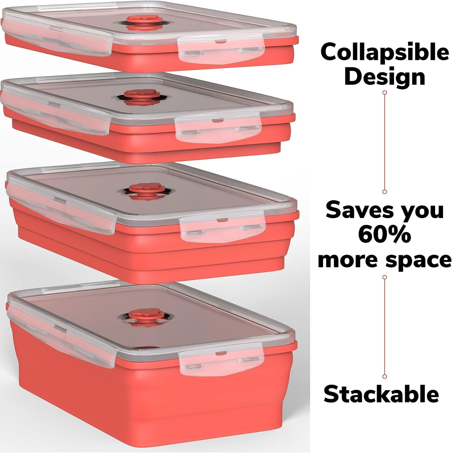 Wamery Silicone Food Storage - Collapsible Food Storage containers with lids