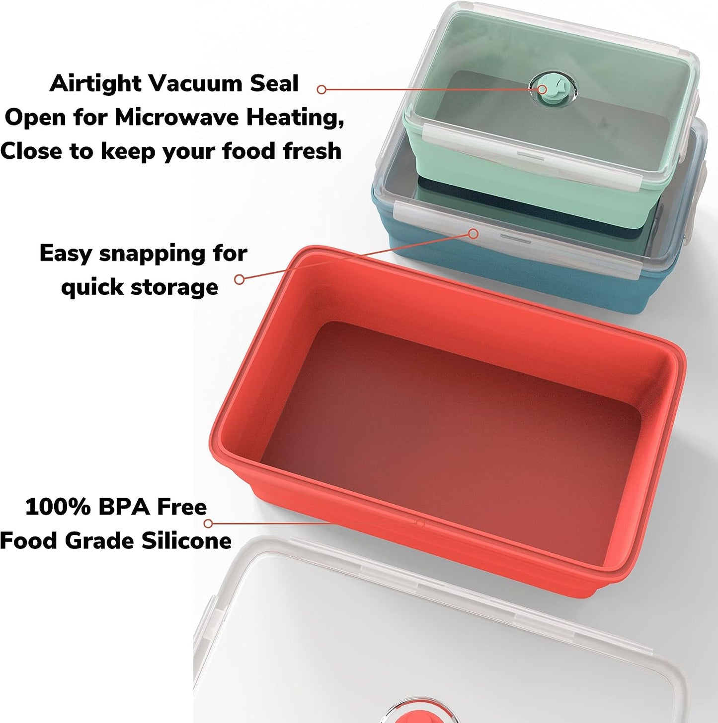 Wamery Silicone Food Storage - Collapsible Food Storage containers with lids