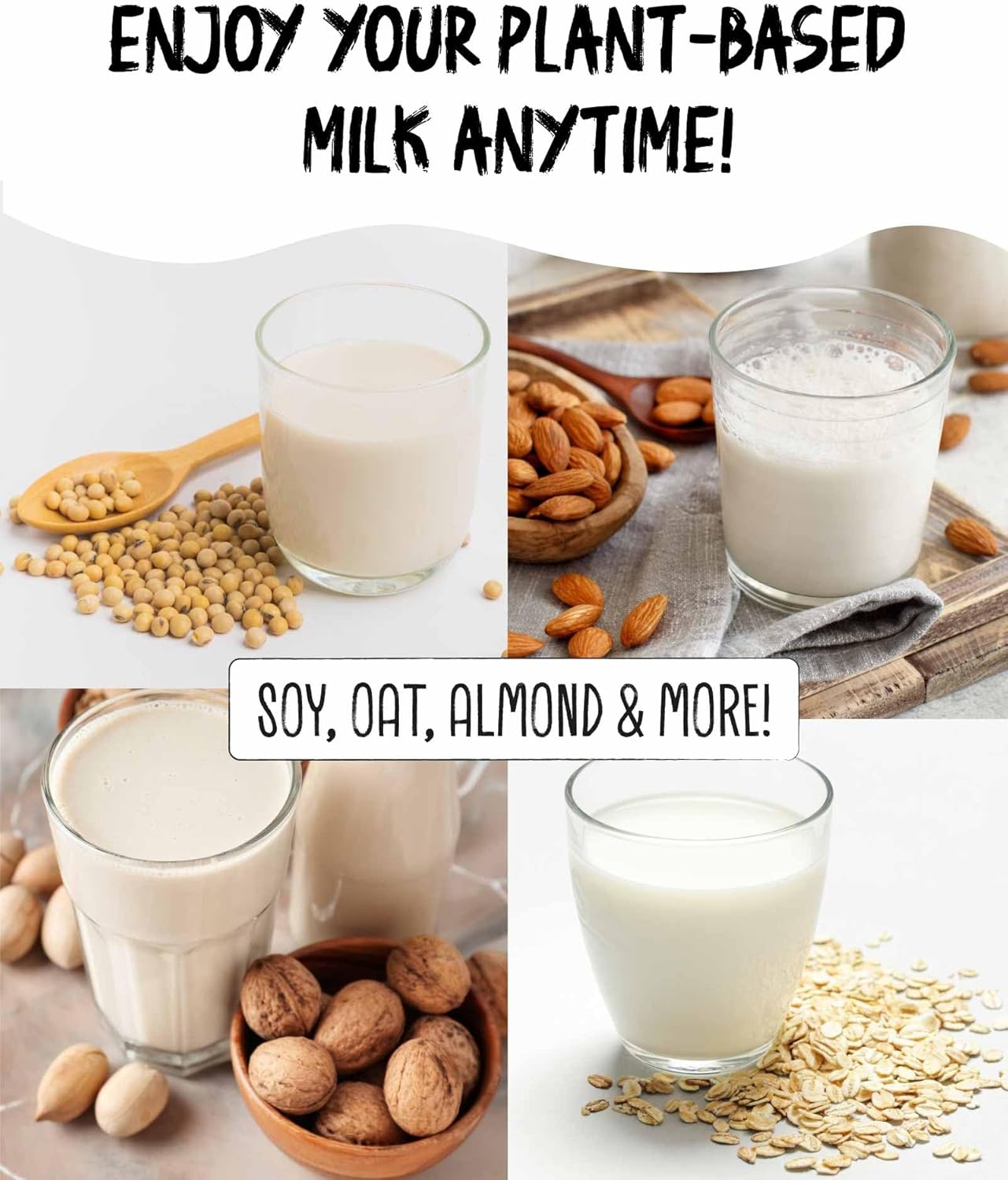 Wamery Original Nut Milk Maker Machine - 32oz Almond, Oat, Soy Milk Maker - Plant Based & Vegan Milk Maker with Delay Start, Keep Warm & Boil Water Functions