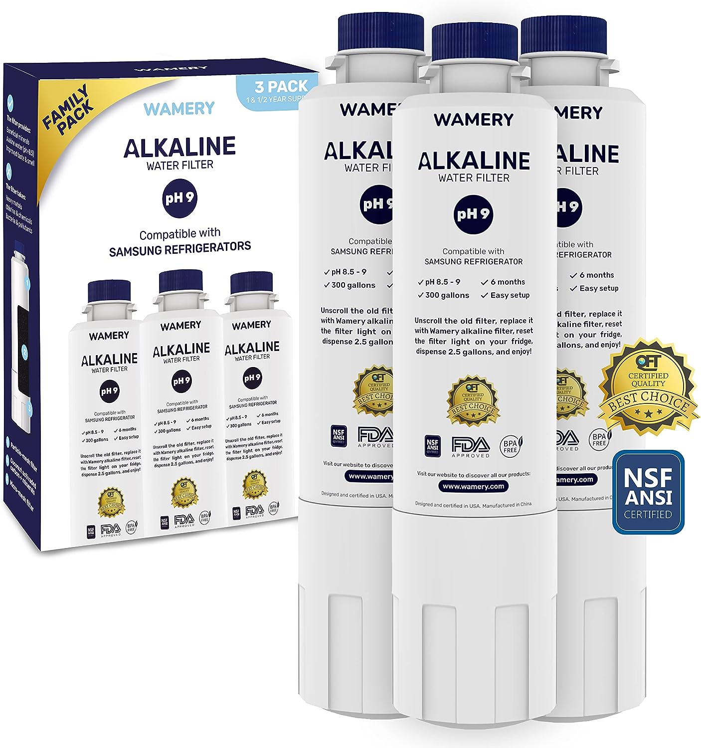 Alkaline Fridge Filter Samsung DA29-00020B - 3 Pack