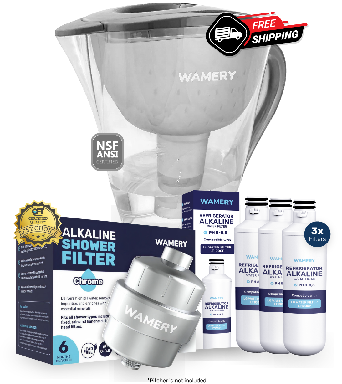 Complete Filter Pack: 3 Alkaline Filters + Shower Filter + FREE SHIPPING | 1 Year Coverage