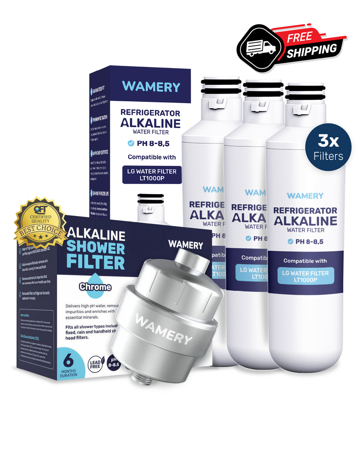 Complete Filter Pack: 3 Alkaline Filters + Shower Filter + FREE SHIPPING | 1 Year Coverage