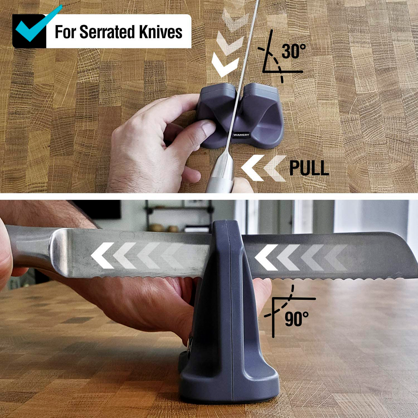 Adjustable Knife Sharpener - For Serrated & Steel Knives - Anti-Slip