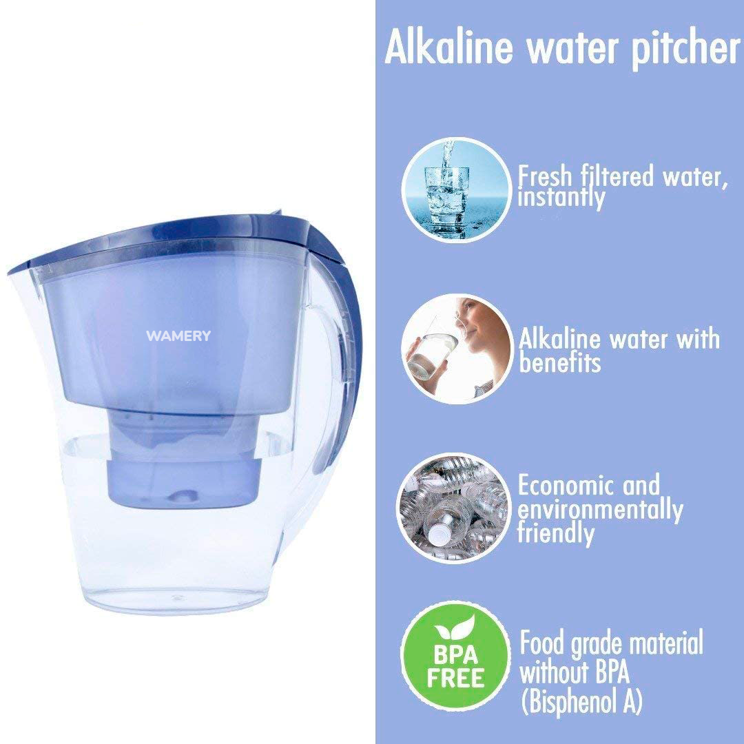 Alkaline Jazmin Water Pitcher 1.5 Liters + FREE Filter