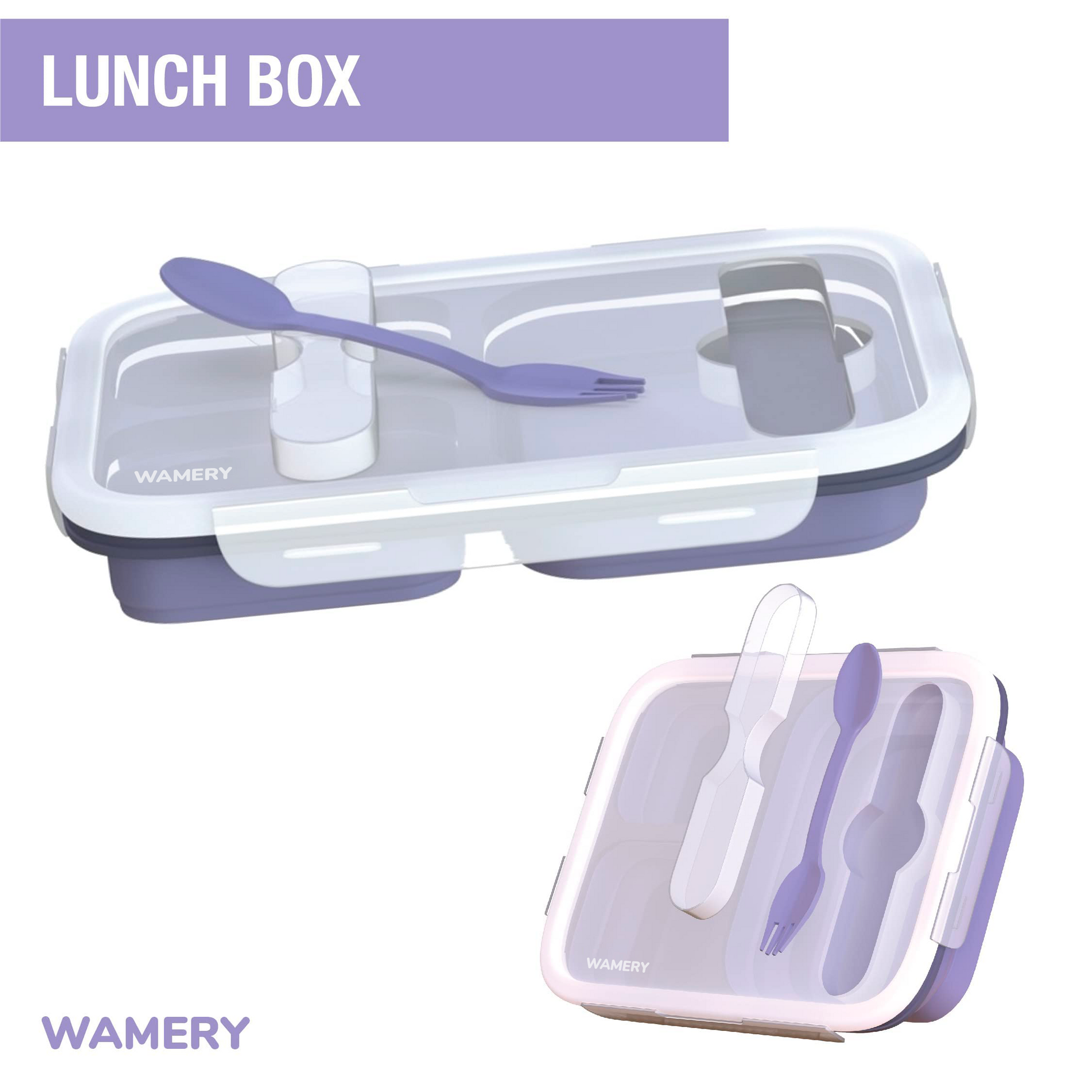 DISCOVERY ADVENTURES SILICONE LUNCH BOX WITH SPOON & FORK,COLLAPSIBLE –  Discovery-Mesuca