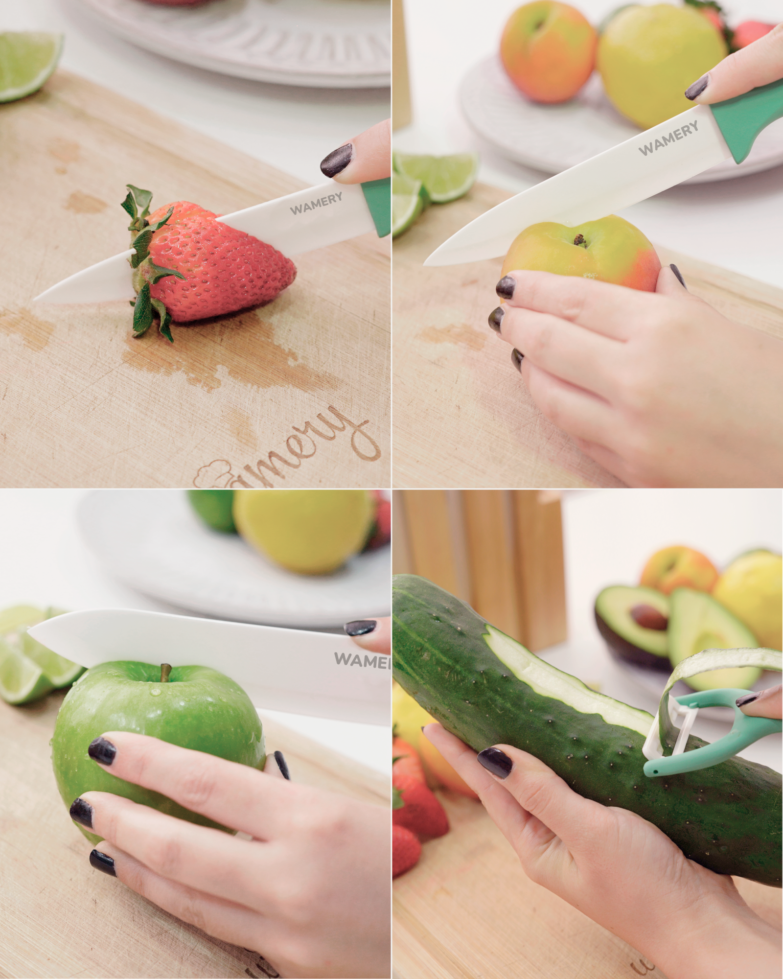 Ceramic Knife Set 3, 4, 5, 6 inch Kitchen Knife Set w/Fruit Vegetable –  Accusharp Cutlery Service