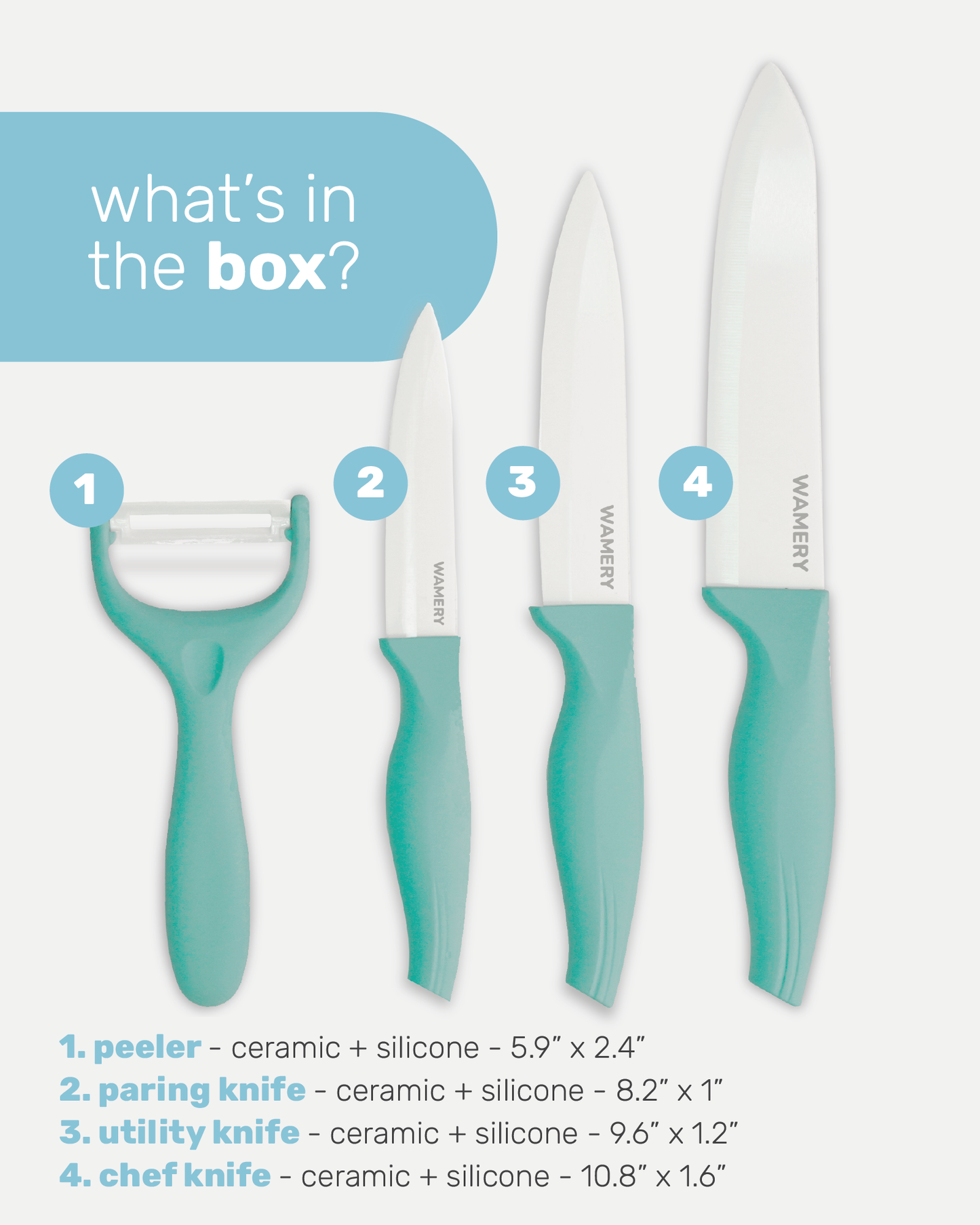 Ceramic Knife Set - Replacement - Turquoise