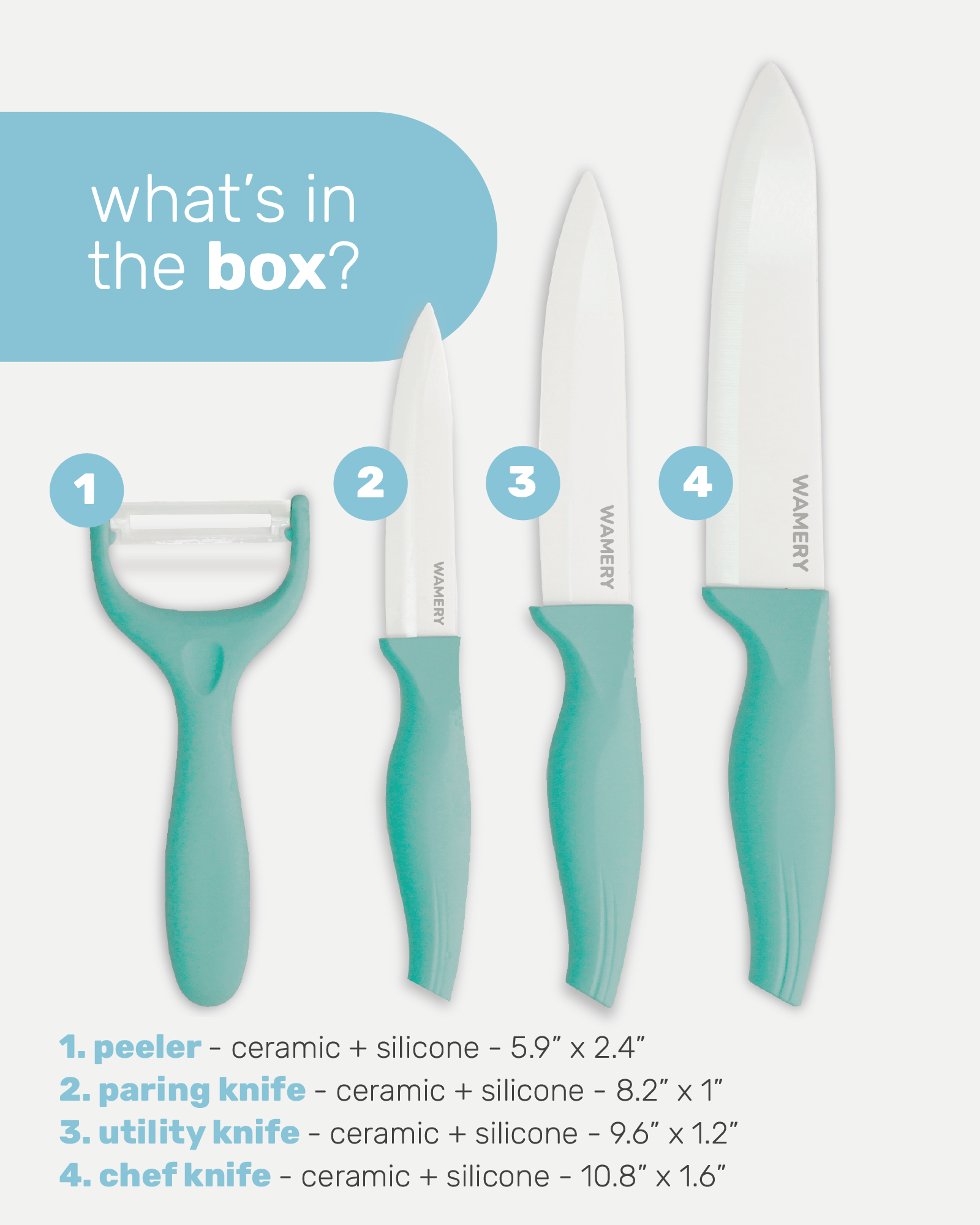 Ceramic Knife Set - Replacement - Turquoise – Wamery