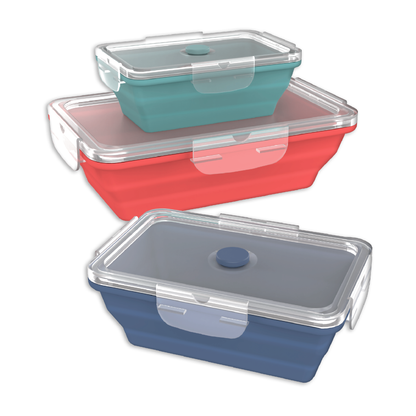 Wamery Silicone Food Storage - Collapsible Food Storage containers with lids